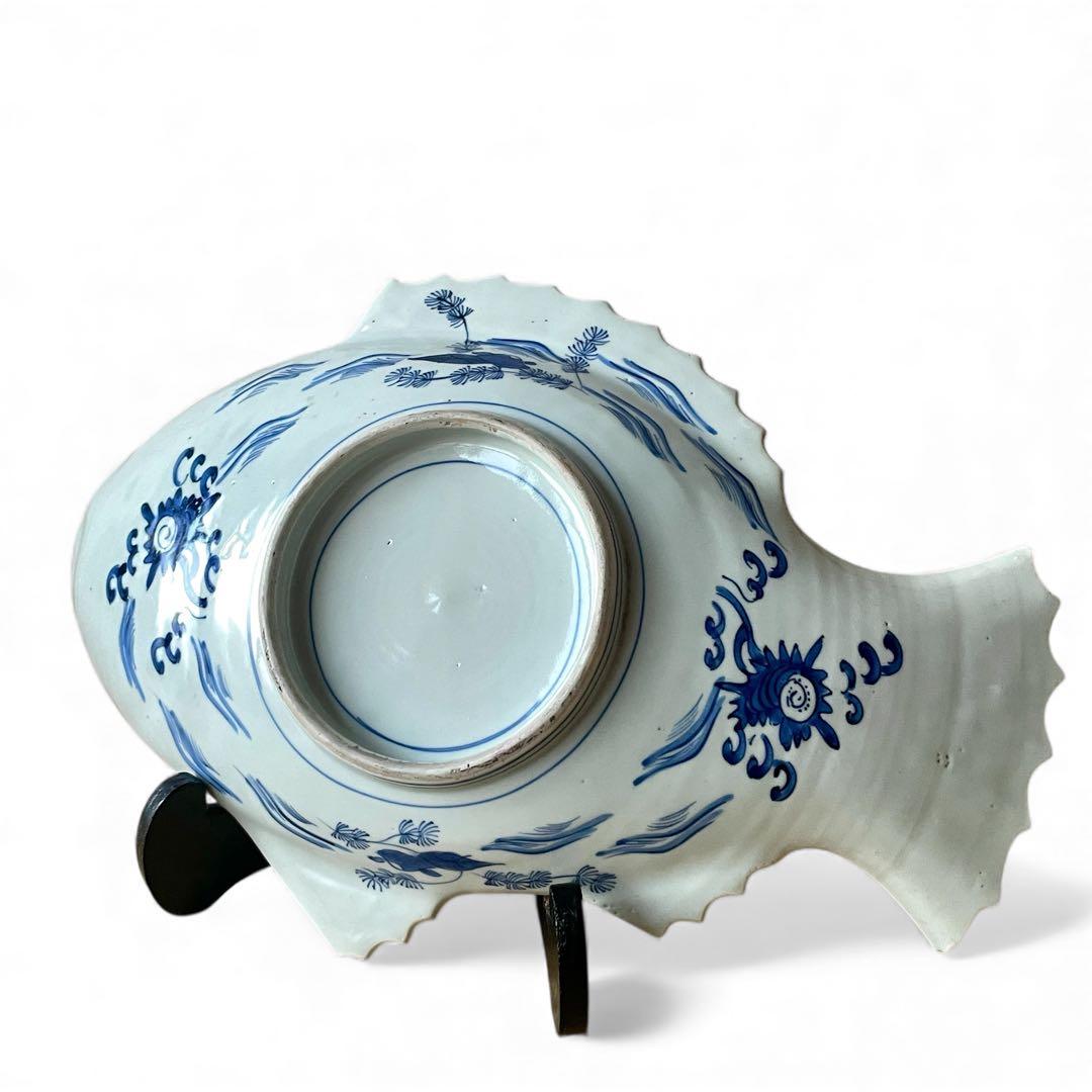 【希少】明治 染付 鯛形皿 恵比寿様 大黒天 検)骨董 古美術 古伊万里 食器
