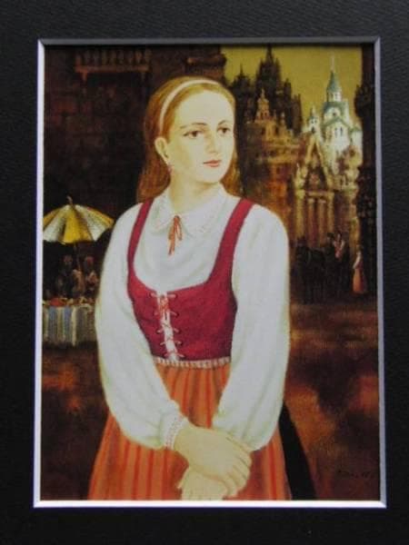 倉橋　寛、街の娘、希少な画集より、新品高級額装付、版上サイン入り