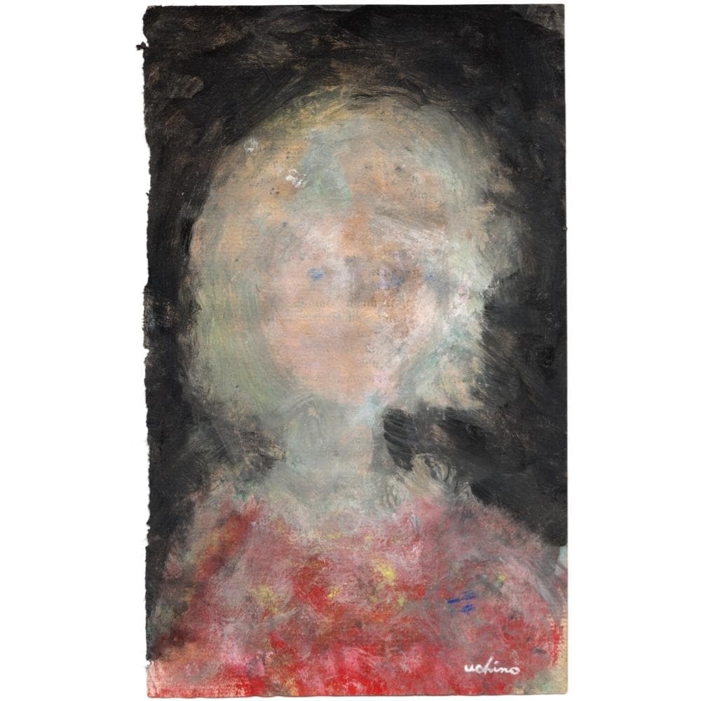 内野隆文　肖像　絵画　人物画　現代美術　アート　アンティークペーパー　古紙　額縁