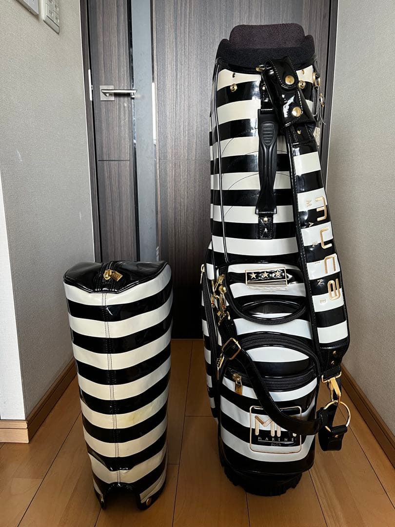 良品完売品希少ムータ muta MARINE スタンドキャディバッグ　ストライプ