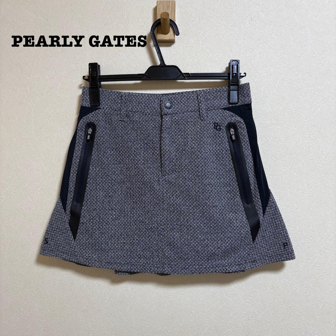 美品 パーリーゲイツ ダイヤニットジャガード スカート 0サイズ