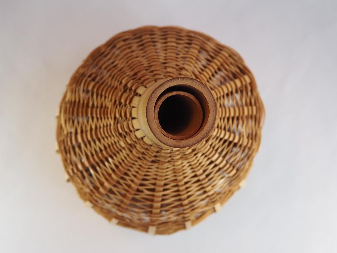 田中篁斎造『元伯宗旦好竹虫籠花入』（共箱）