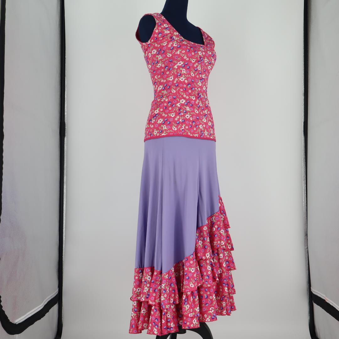 【美品 フラメンコ衣装】ラベンダー PACO OLEA ブラウス ファルダ