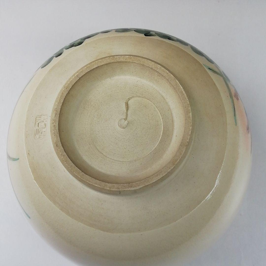 Ｔ３４１　茶碗　『草花の図』『平安　春峰 造』　共箱　抹茶碗　茶道具