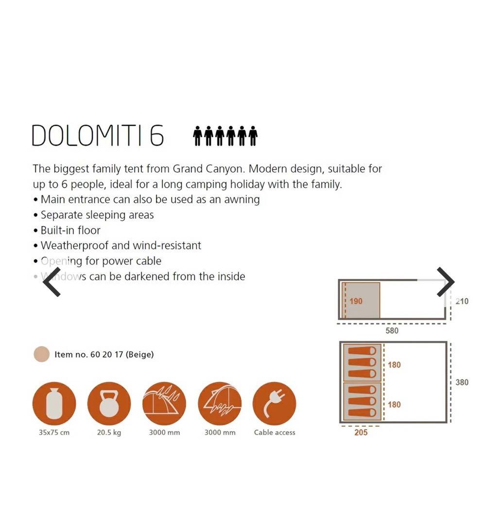 新品Dolomiti6ドロミテ6ファミリーテントGRAND CANYON大人数
