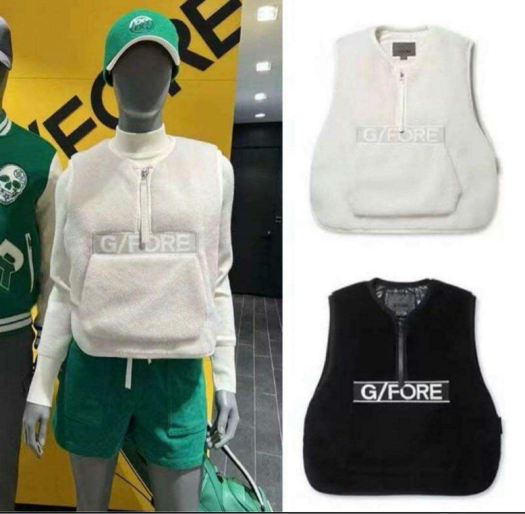 G/FORE ジップアップベスト ブラック ホワイト