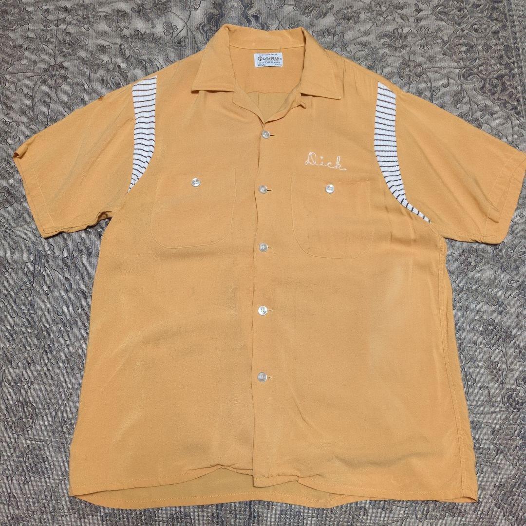 50s レーヨン ボーリングシャツ ロカビリー ビンテージ 古着 フロッキー
