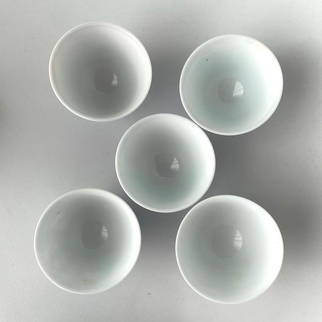 酒井田柿右衛門　煎茶器揃い　宝瓶　湯冷　湯呑　染付茶器　茶道具　染錦間取山水地紋