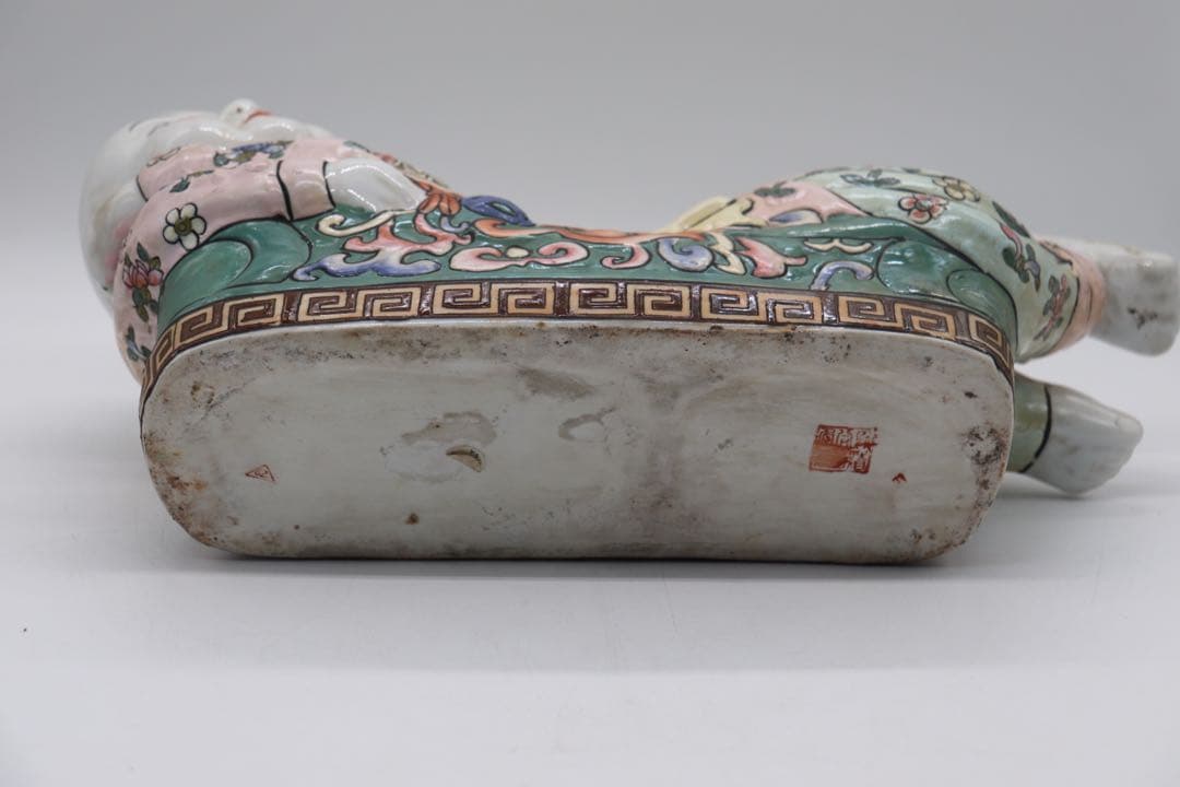 中国　粉彩赤ちゃん型枕　大清同治年製銘　送料込み0426