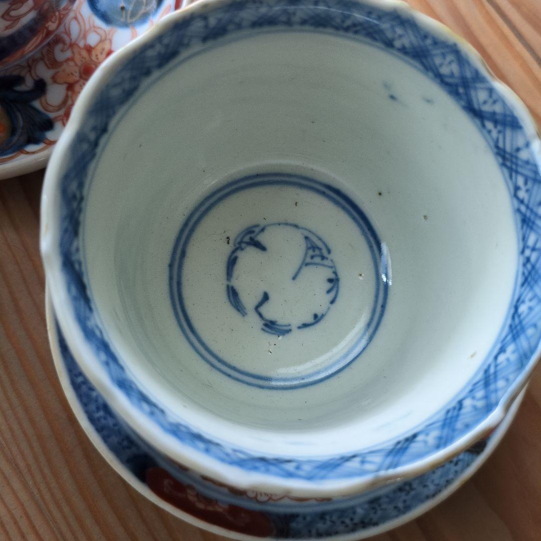 古伊万里　富喜長春蕎麦猪口と小皿　アンティーク