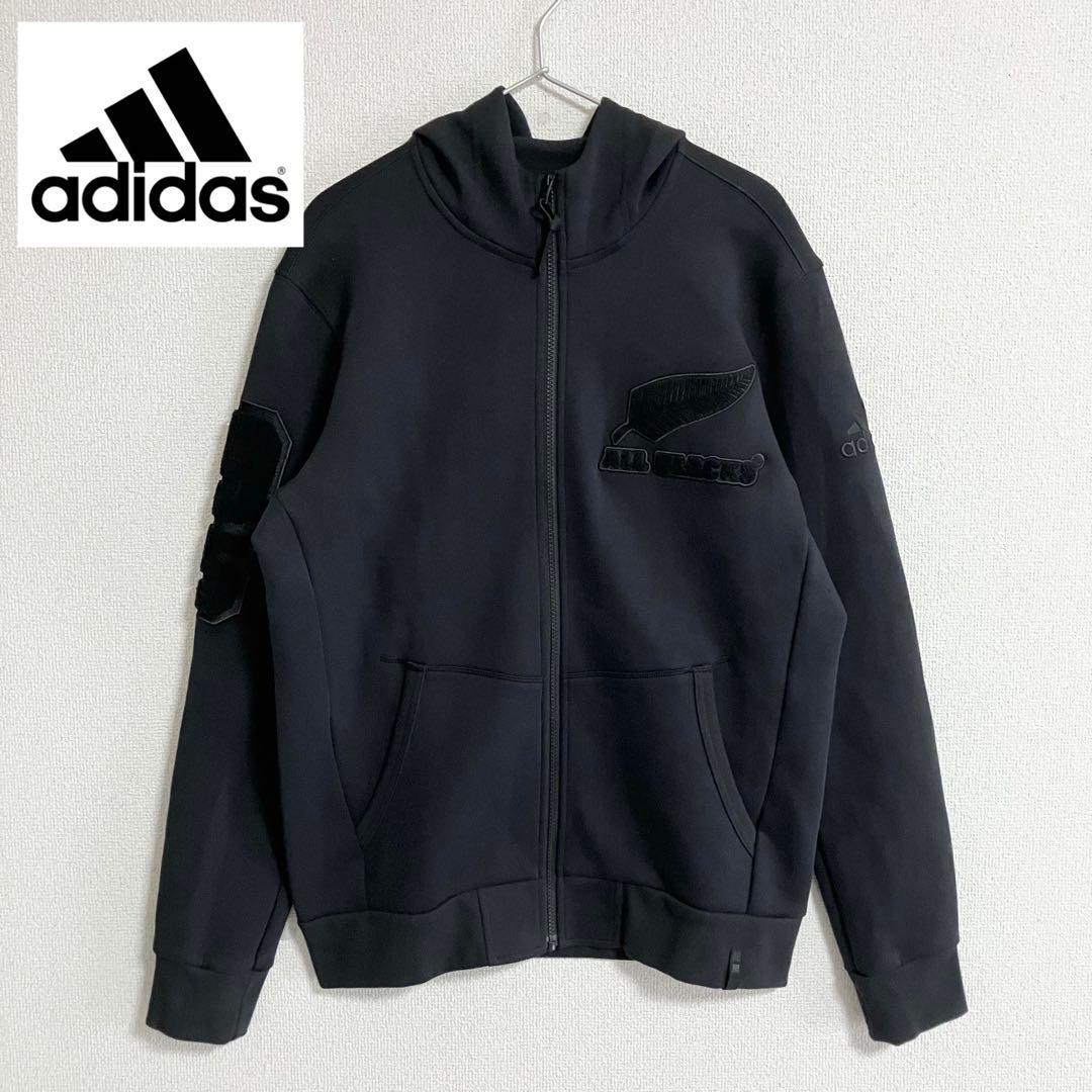 極美品　adidas オールブラックス フルジップ パーカー 2XL ブラック