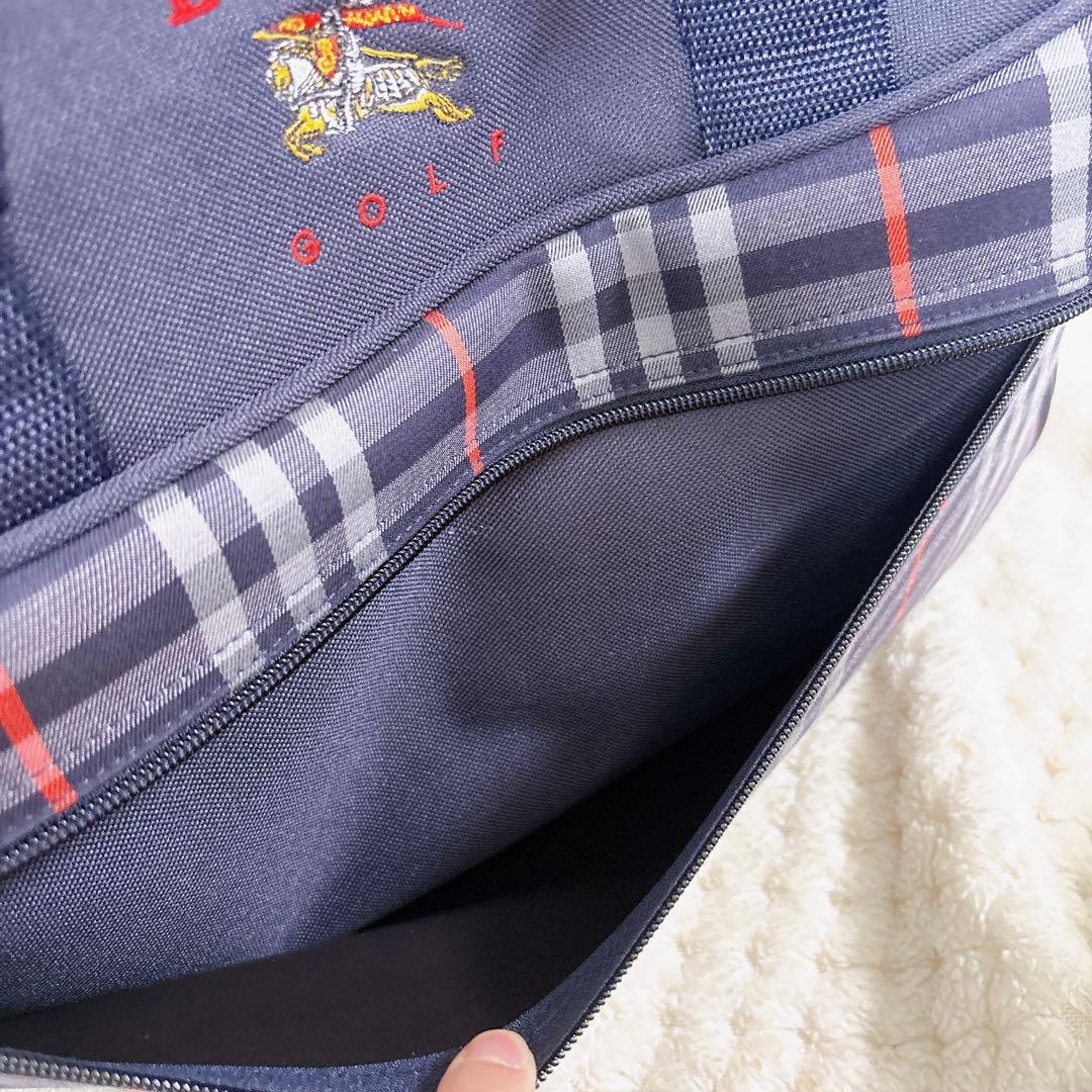 【希少】 バーバリーズ ゴルフ ボストンバッグ ネイビー 刺繍 旅行 チェック