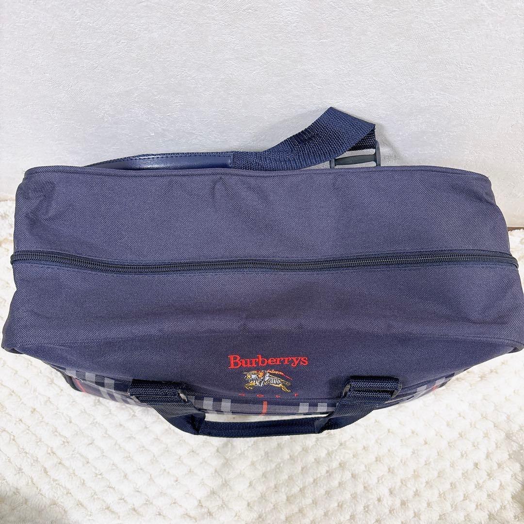 【希少】 バーバリーズ ゴルフ ボストンバッグ ネイビー 刺繍 旅行 チェック