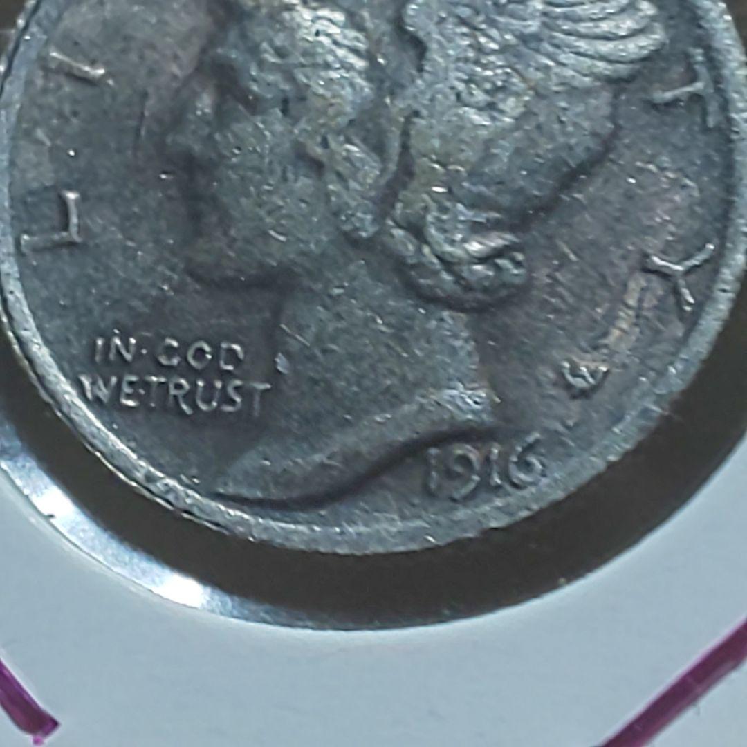「1916年-D」 マーキュリー銀貨【激レア】【美品】