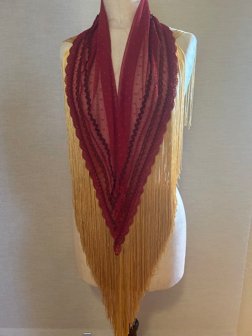 新作★ボルドー系フラメンコシージョボルトー×ゴールドフリンジ