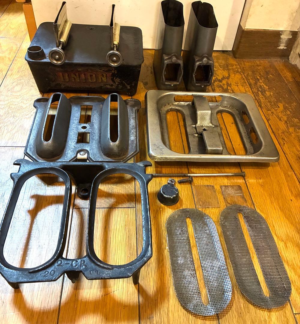 美品 アイロンストーブ ユニオン ダブル レイルロードランタン オイルランタン