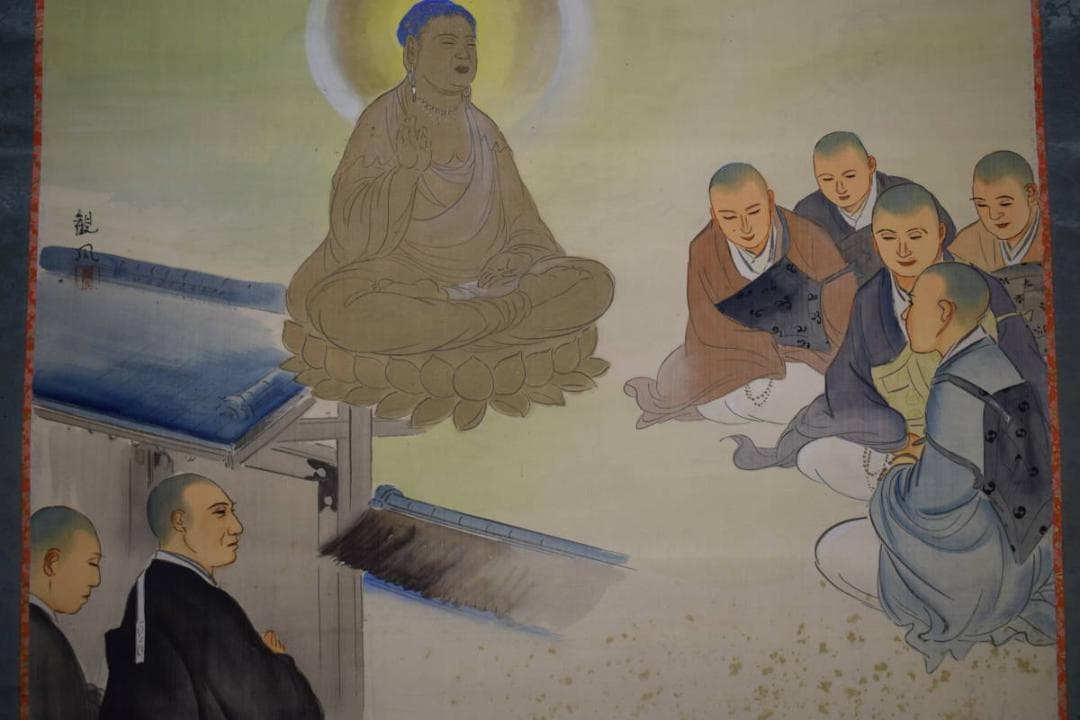 真作/観風/親鸞聖人/釈迦如来図/降雪/大幅/布袋屋掛軸HK-64