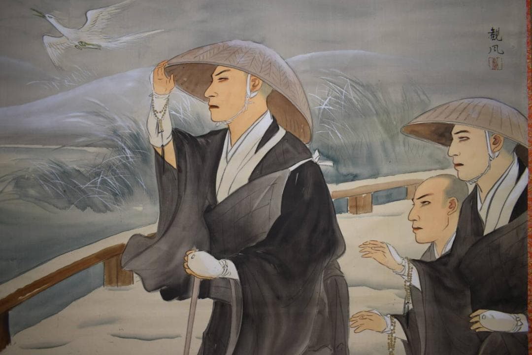 真作/観風/親鸞聖人/釈迦如来図/降雪/大幅/布袋屋掛軸HK-64