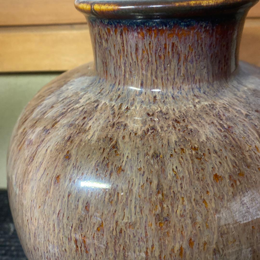 中国　古玩　孔雀釉赤壺花瓶27cm16cm