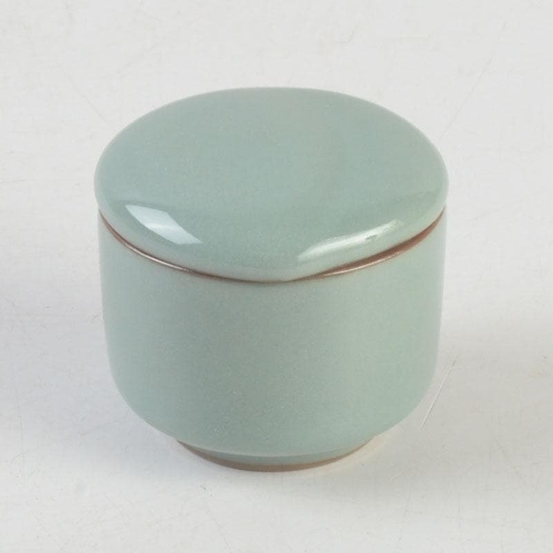 茶道具　諏訪蘇山作　青磁　桃　香合　堀内宗完（兼中斎）極め箱　V　9696