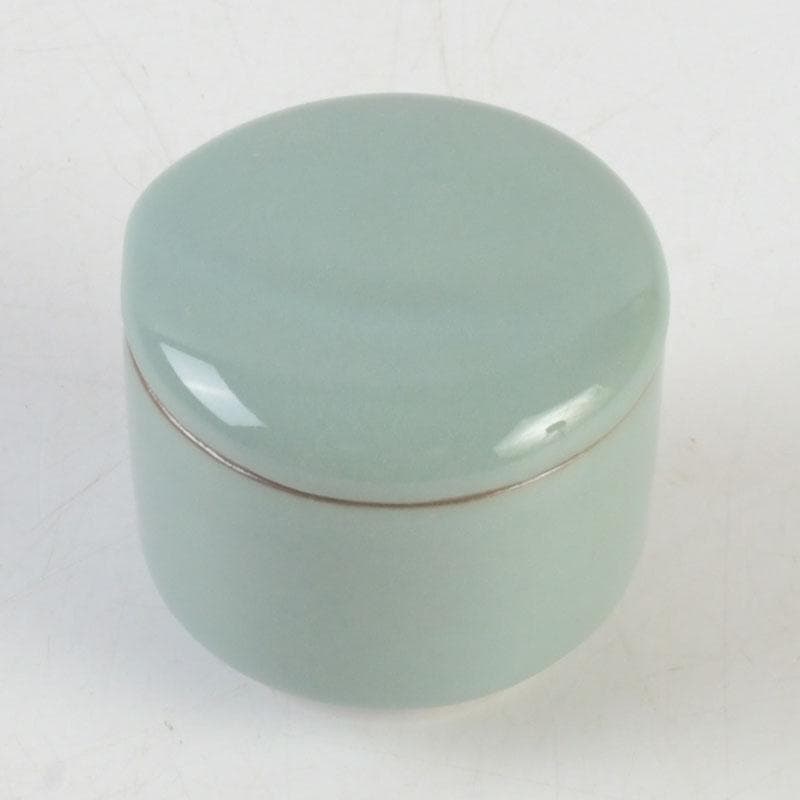 茶道具　諏訪蘇山作　青磁　桃　香合　堀内宗完（兼中斎）極め箱　V　9696