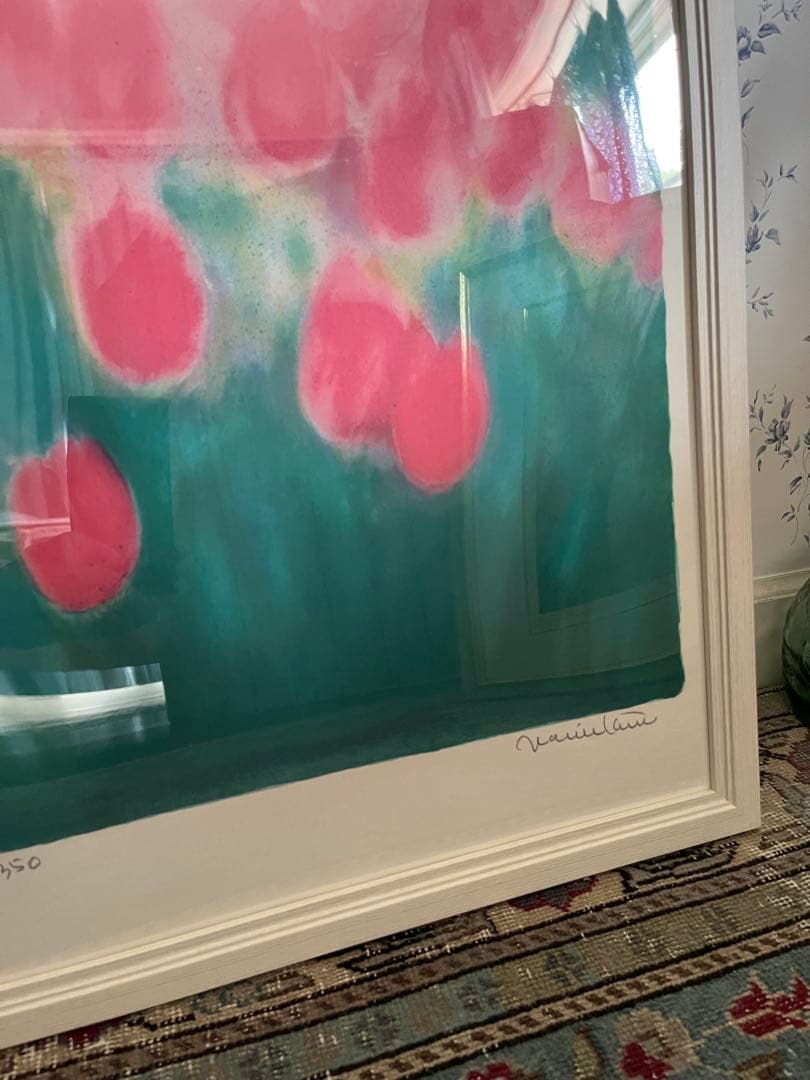 大きめ　リトグラフ　新品額入　46✖️63 ジニーキム　サイン　ED 証明書あり