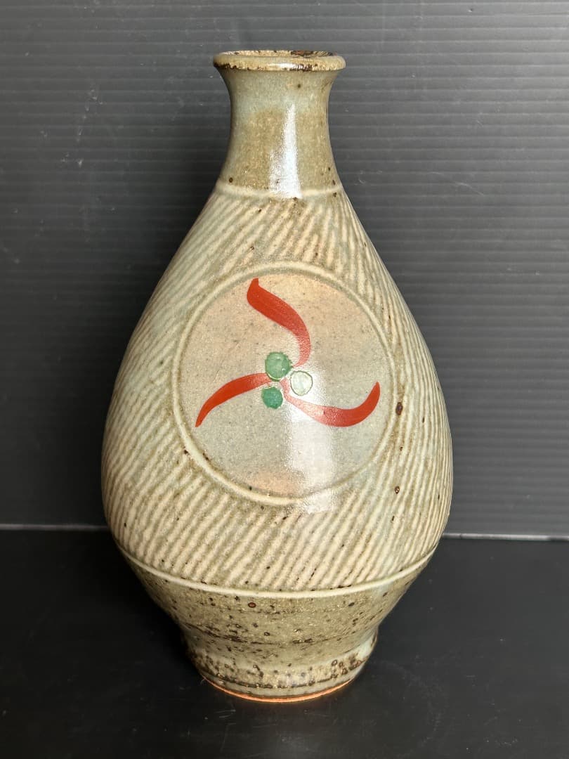 象嵌赤絵酒器 (人間国宝 島岡達三作)　徳利×２・ぐい吞み×５