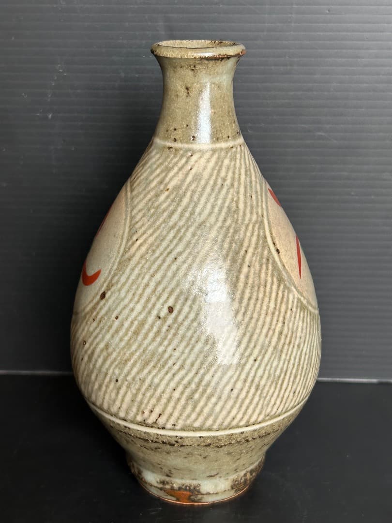 象嵌赤絵酒器 (人間国宝 島岡達三作)　徳利×２・ぐい吞み×５