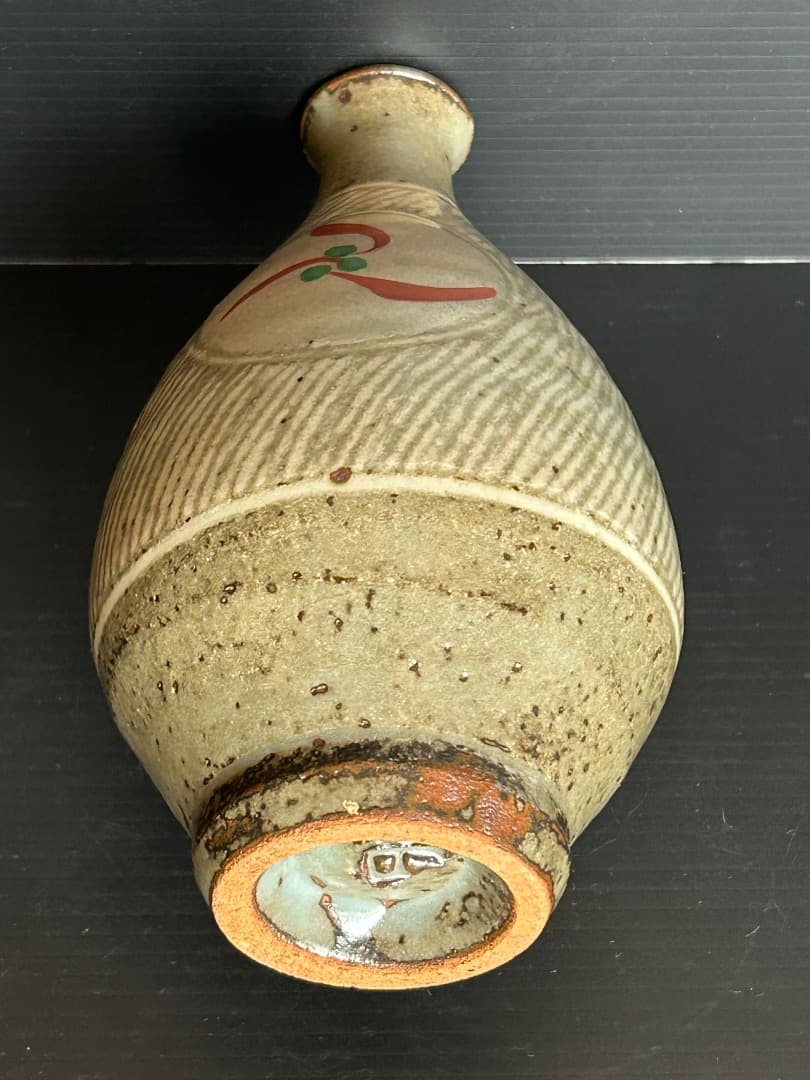 象嵌赤絵酒器 (人間国宝 島岡達三作)　徳利×２・ぐい吞み×５