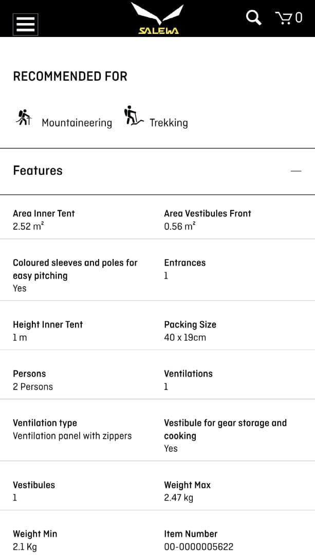 Salewa Litetrek Ⅱ 2人用軽量テント サレワ ライトトレック2