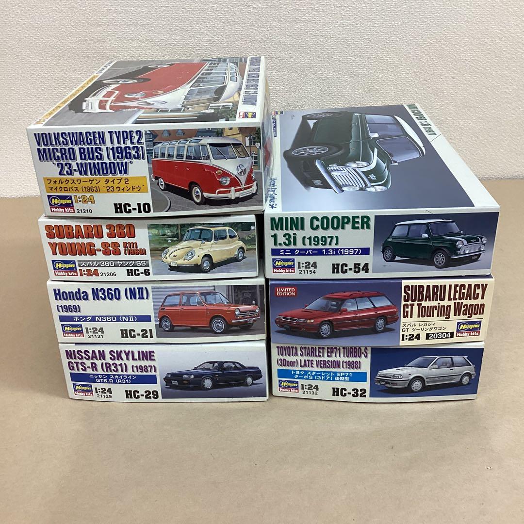 ハセガワ 1/24スケール 旧車名車プラモ7点セット スバル360など 未組立品