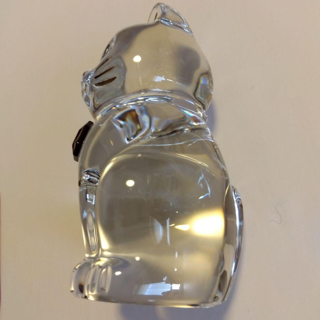 【ちょこ様】Baccarat クリスタル 招き猫 レッドオクトゴン 約10cm