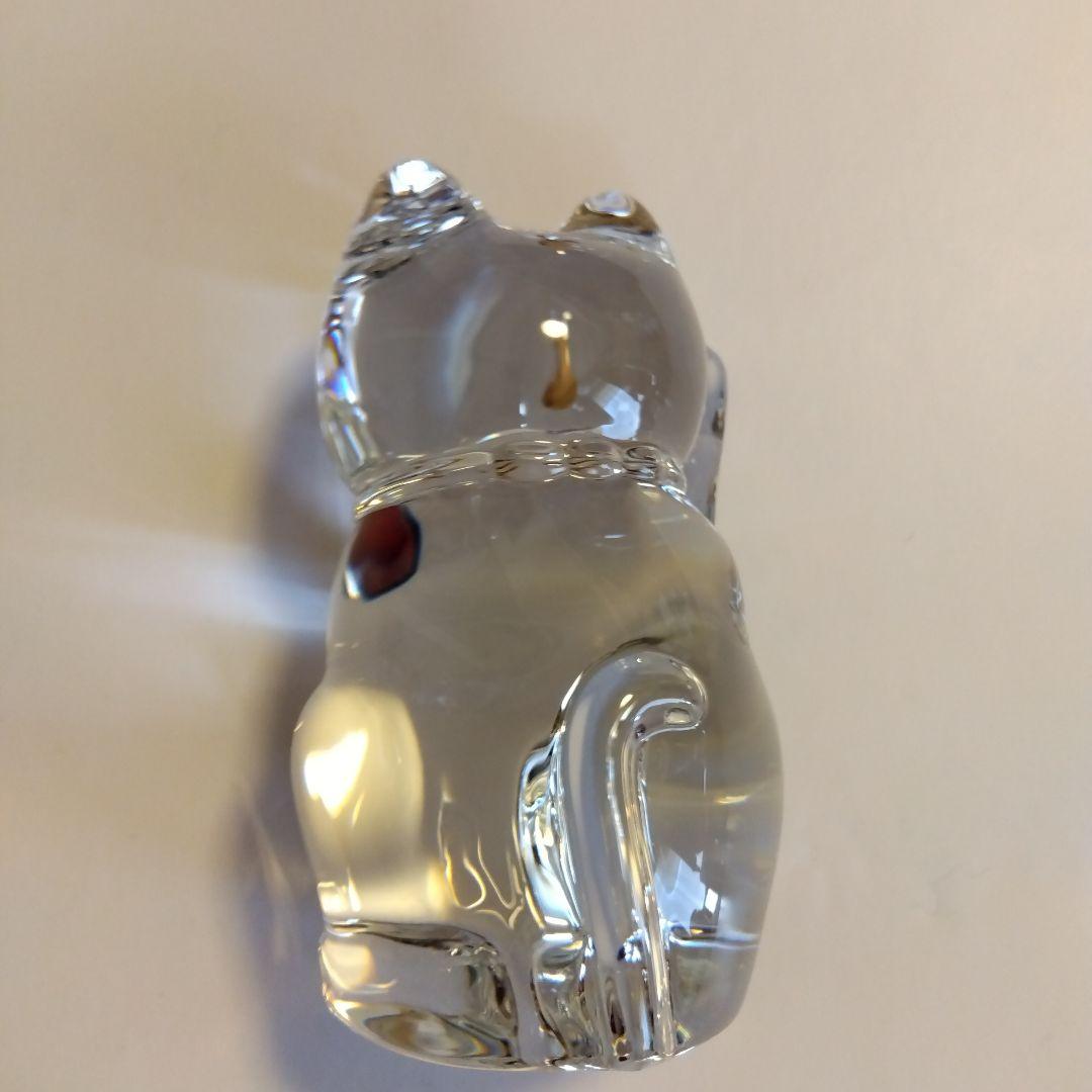 【ちょこ様】Baccarat クリスタル 招き猫 レッドオクトゴン 約10cm