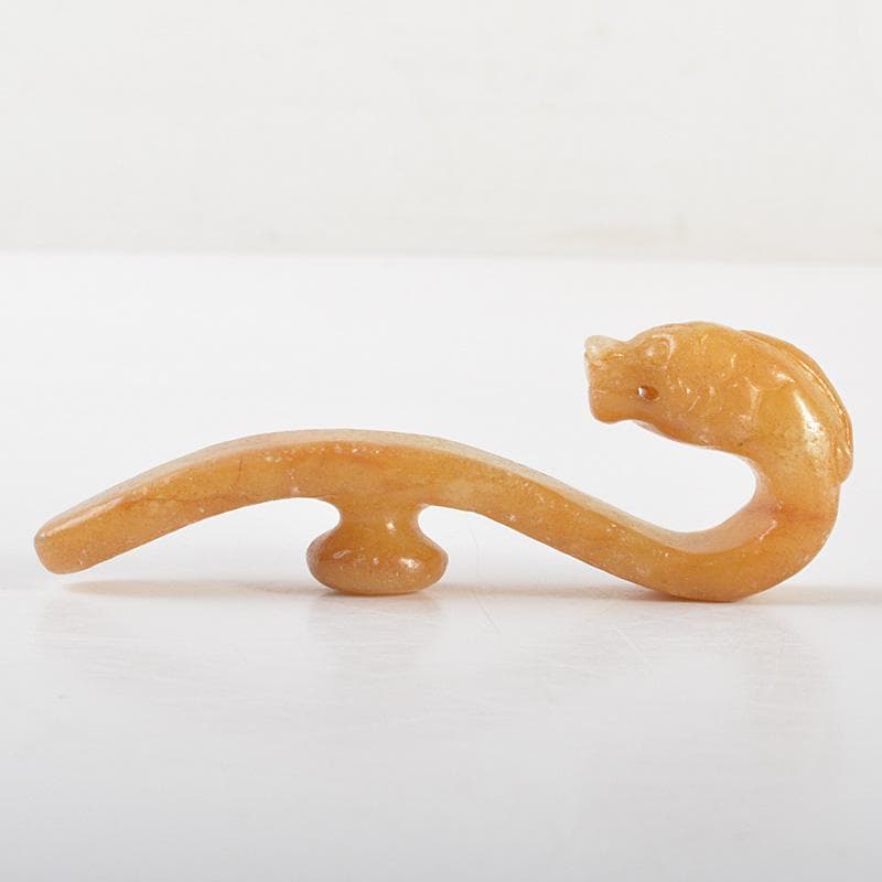 中国　玉石彫刻　神獣刻　帯鉤　筆架　置物　C　7341E