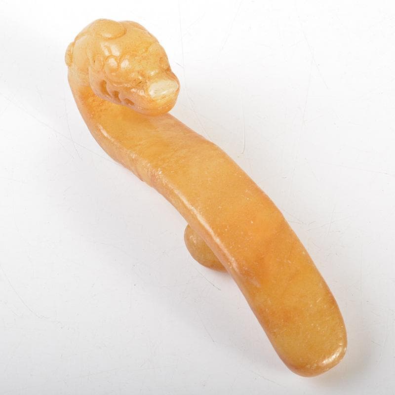 中国　玉石彫刻　神獣刻　帯鉤　筆架　置物　C　7341E