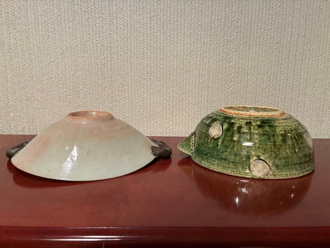 美濃焼　不動窯　ドット柄片口とドット柄耳付器　2個セット