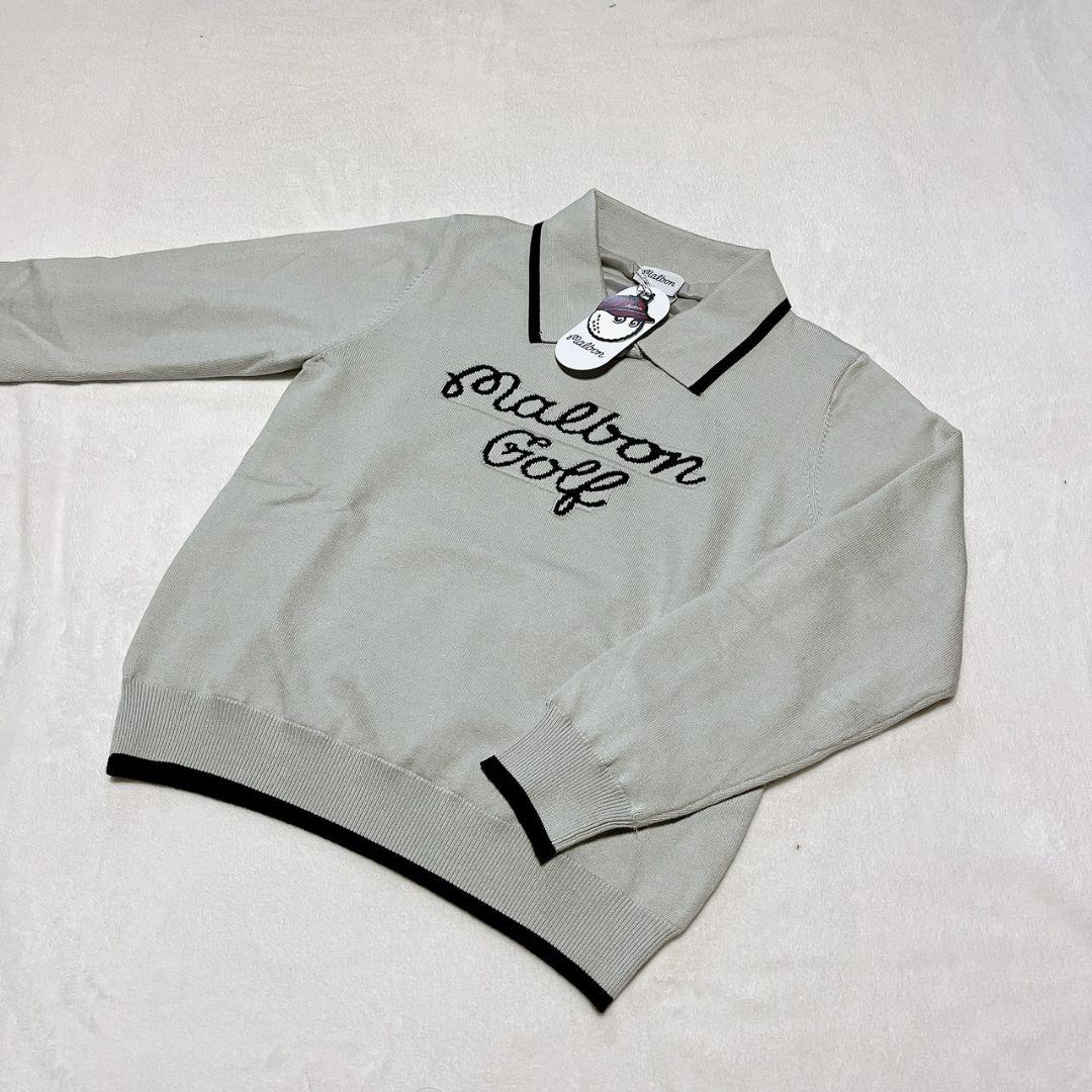 新品　マルボン　malbon　ゴルフ　裏地付ニット　グレー　M　レディース