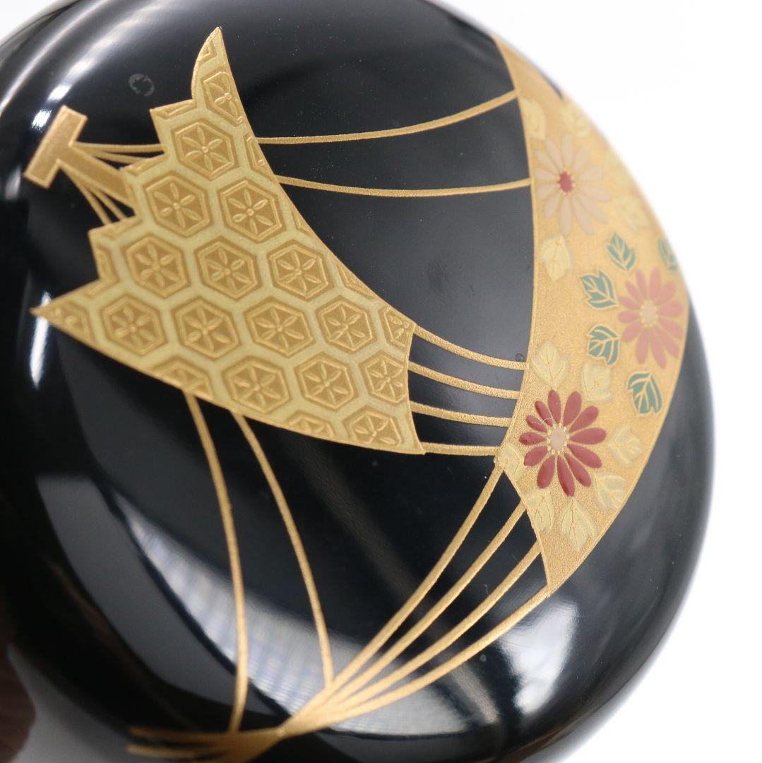 鈴木光入作 扇舟蒔絵 大棗 内銀溜 茶道具 共箱　DB788　N2