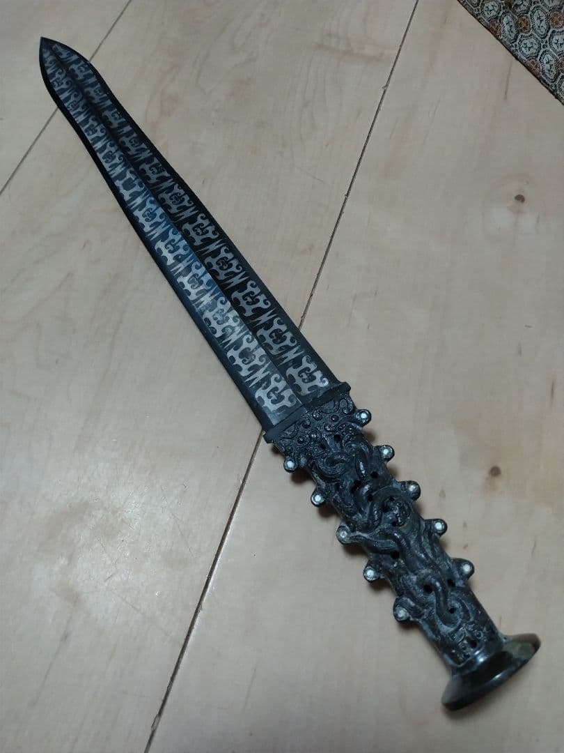 【レプリカ】古銅風 青銅剣風 中国 古美術 工芸品 約40cm 模造刀 希少