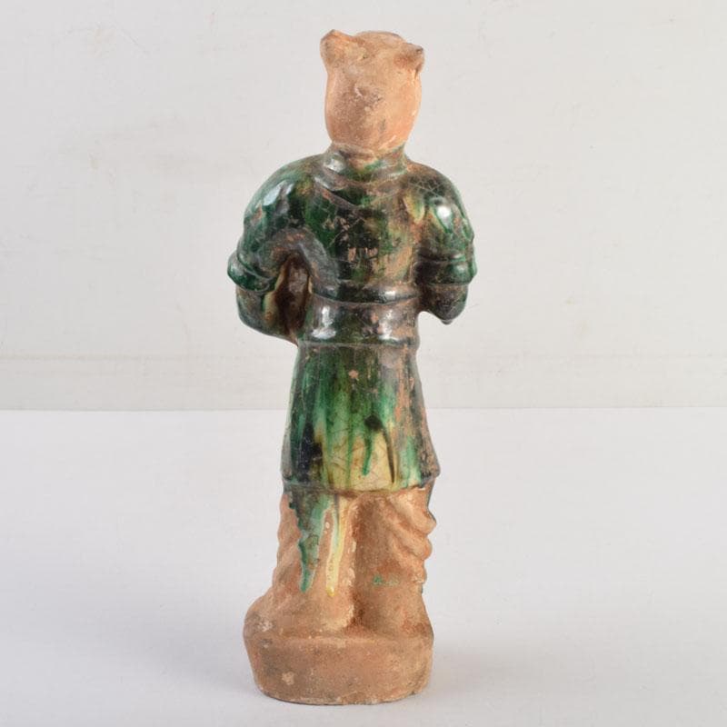 中国　三彩　兵馬俑　人物俑　陶人形　人物像　武人像　C　8846