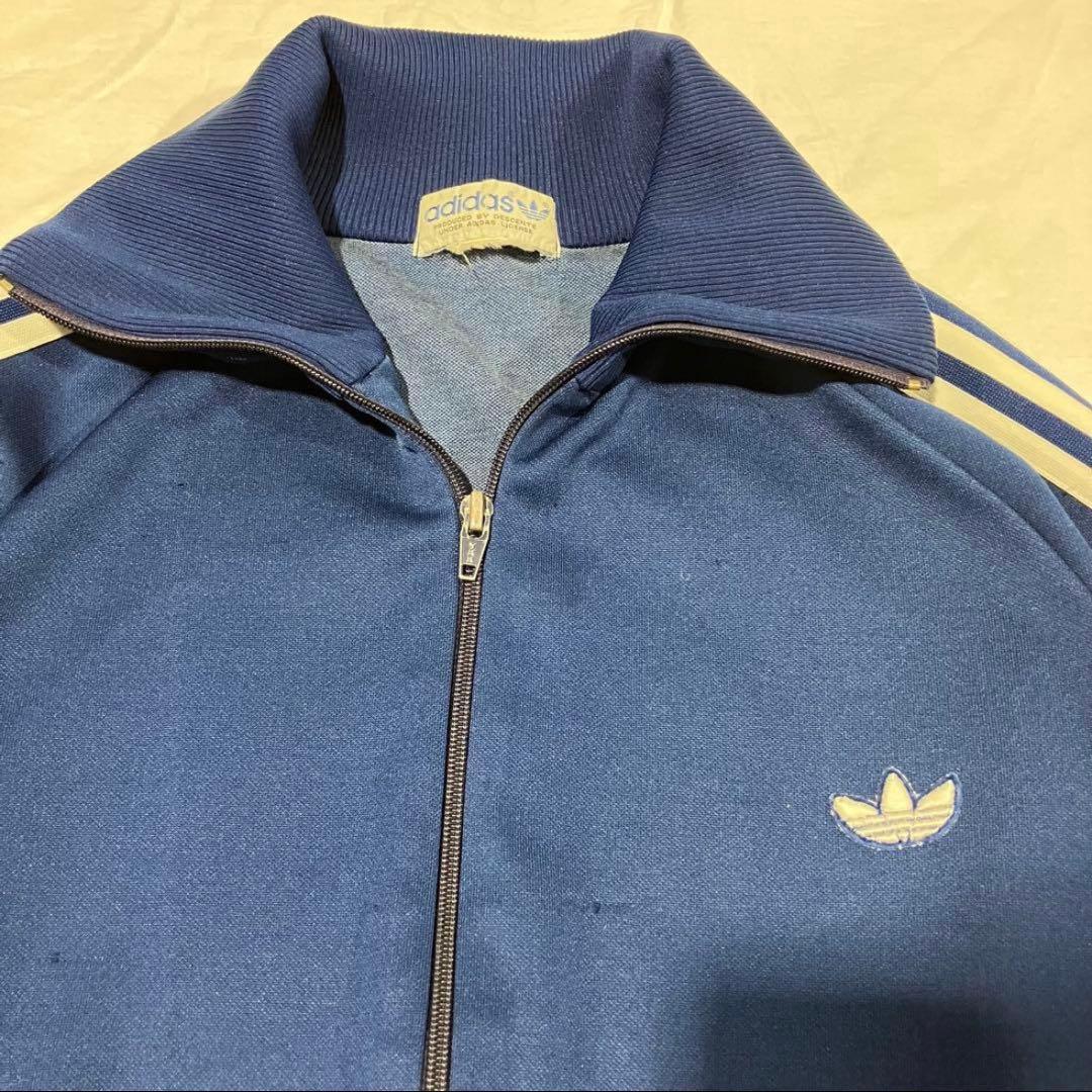 80s adidas デサント期　ブルージャージ　トラックジャケット　3本線