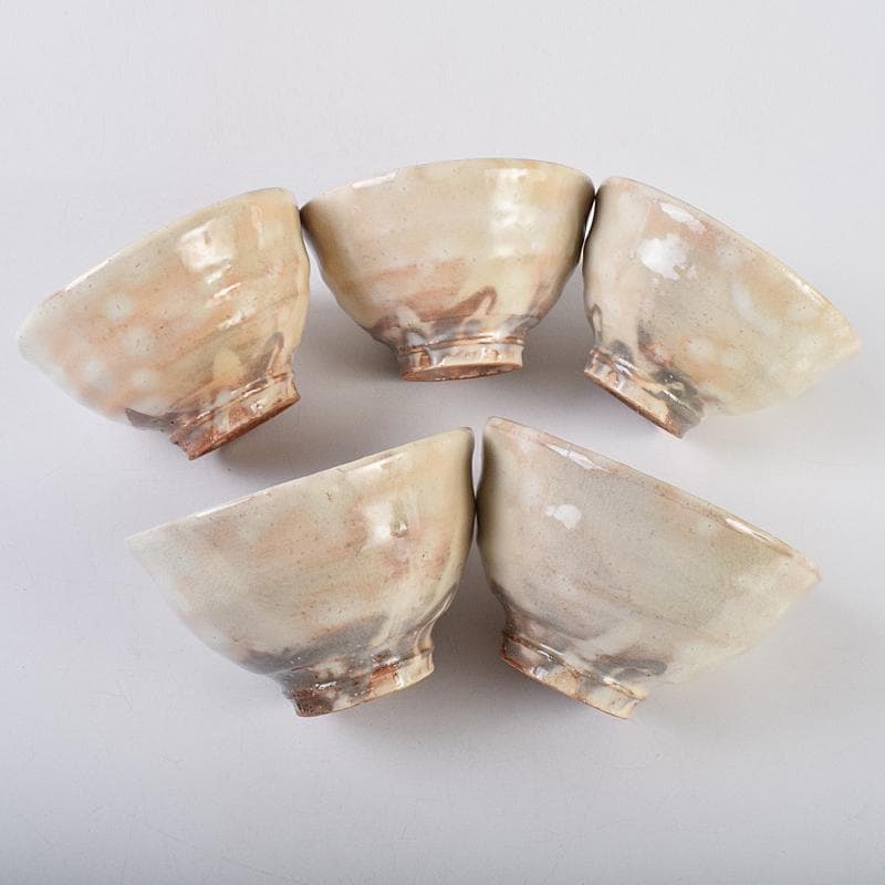 茶道具　萩焼　栖雲窯　都野栖雲作　数茶碗　五客　共箱　M　R9470B