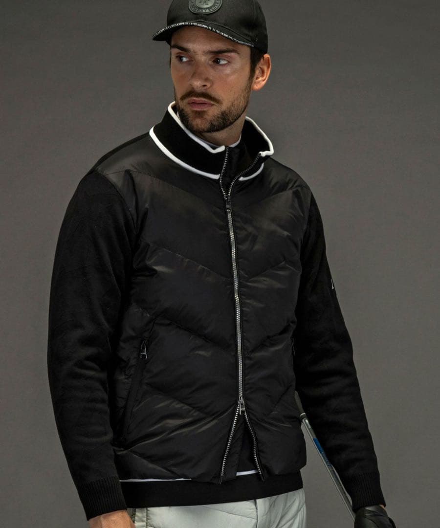 LUXEAKMPLUS スリーブニットパデッドスタンドジャケット 在庫SALE