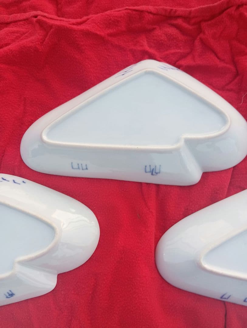 富士山デザイン陶器皿5枚セット　古伊万里　変形　小皿