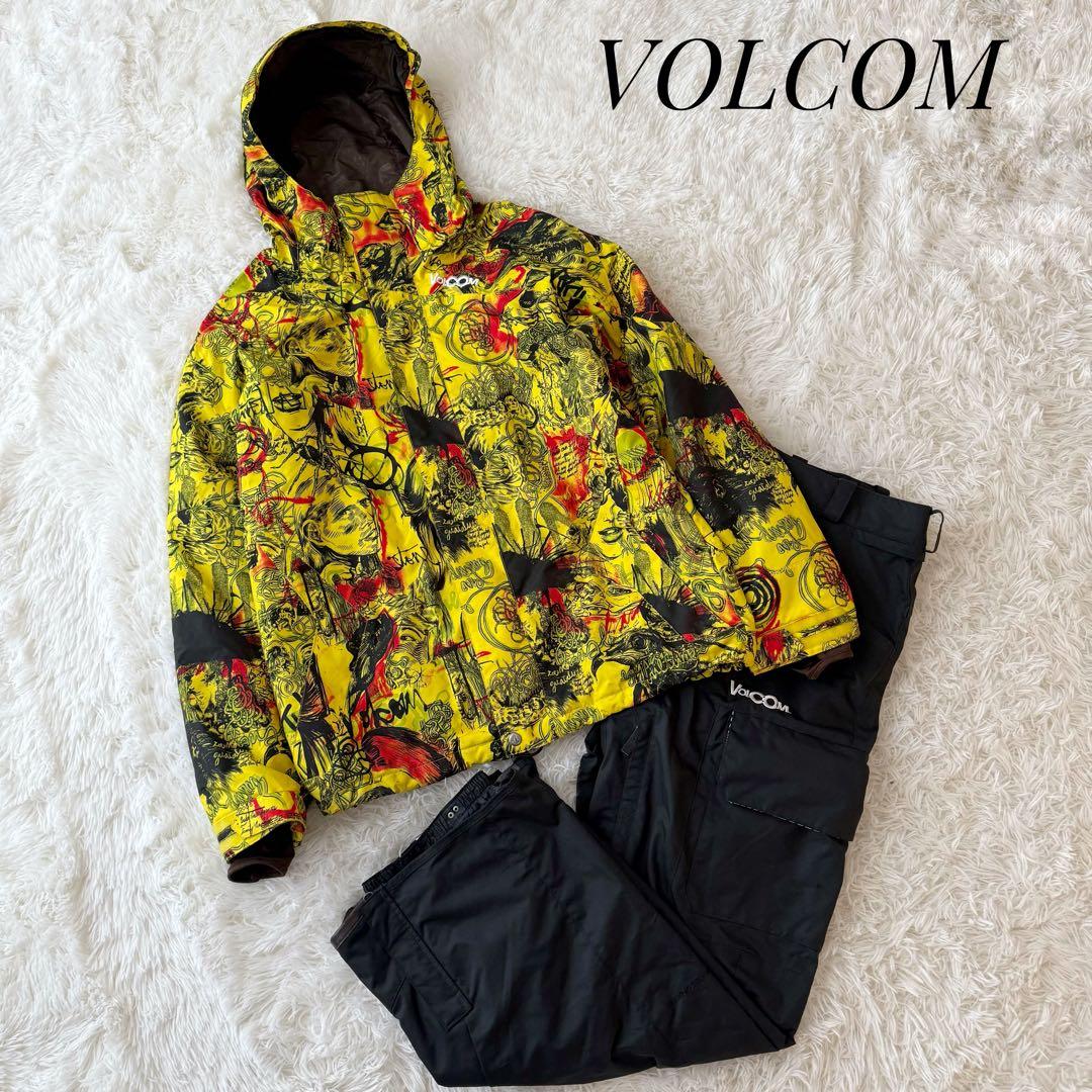 VOLCOM スノボウェアー(メンズ用) セットアップ 上下 総柄 Mサイズ