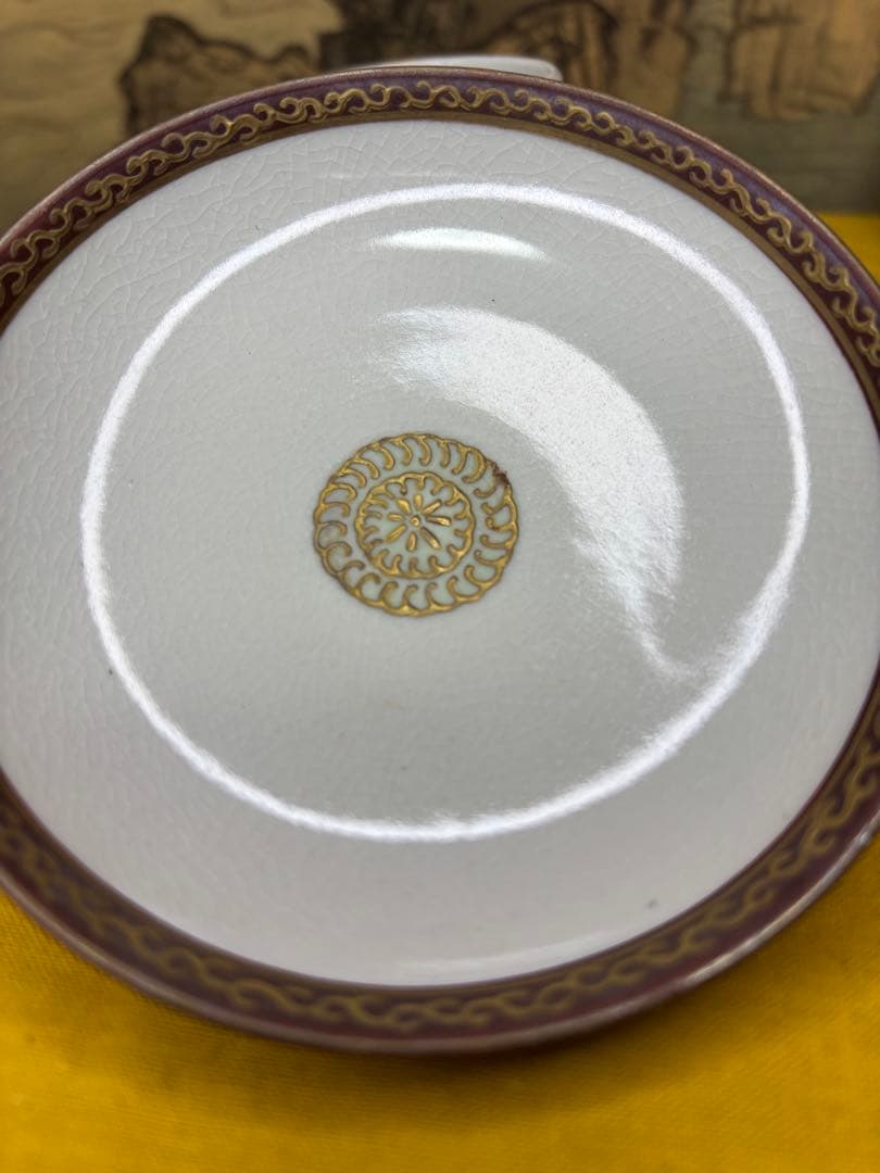 九谷製　お椀　五客　浮彫　［鶴　松　梅]