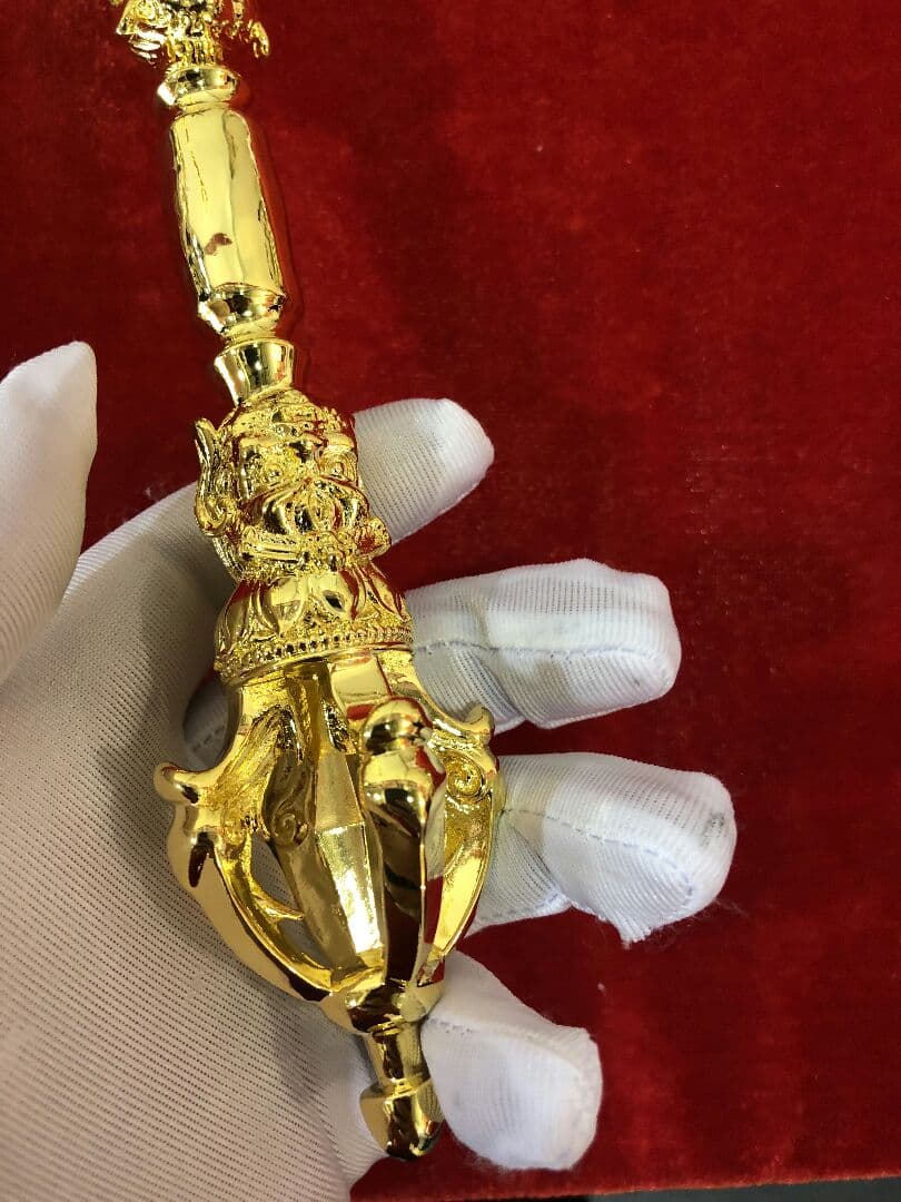 【修縁堂】仏教法器 川派穢迹金剛杵 五鈷杵 密教法具 真鍮製 vajra23cm