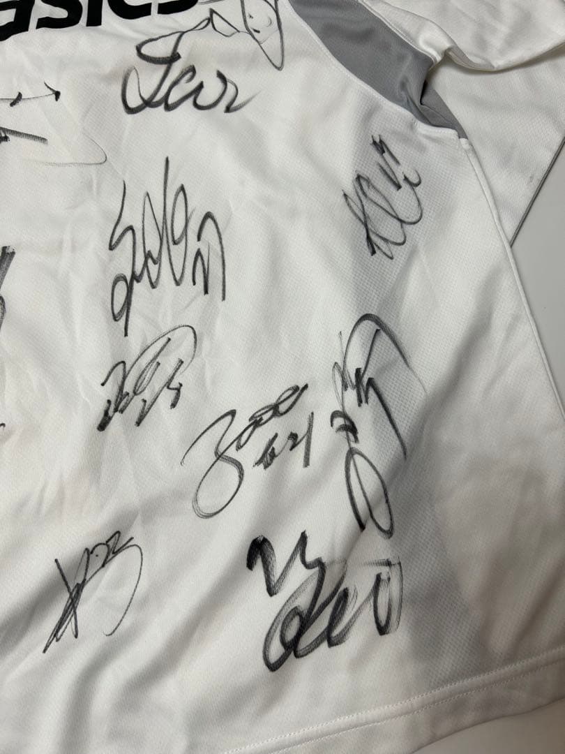 asics 川崎フロンターレ　サイン入り　ホワイト　長袖シャツ　Sサイズ