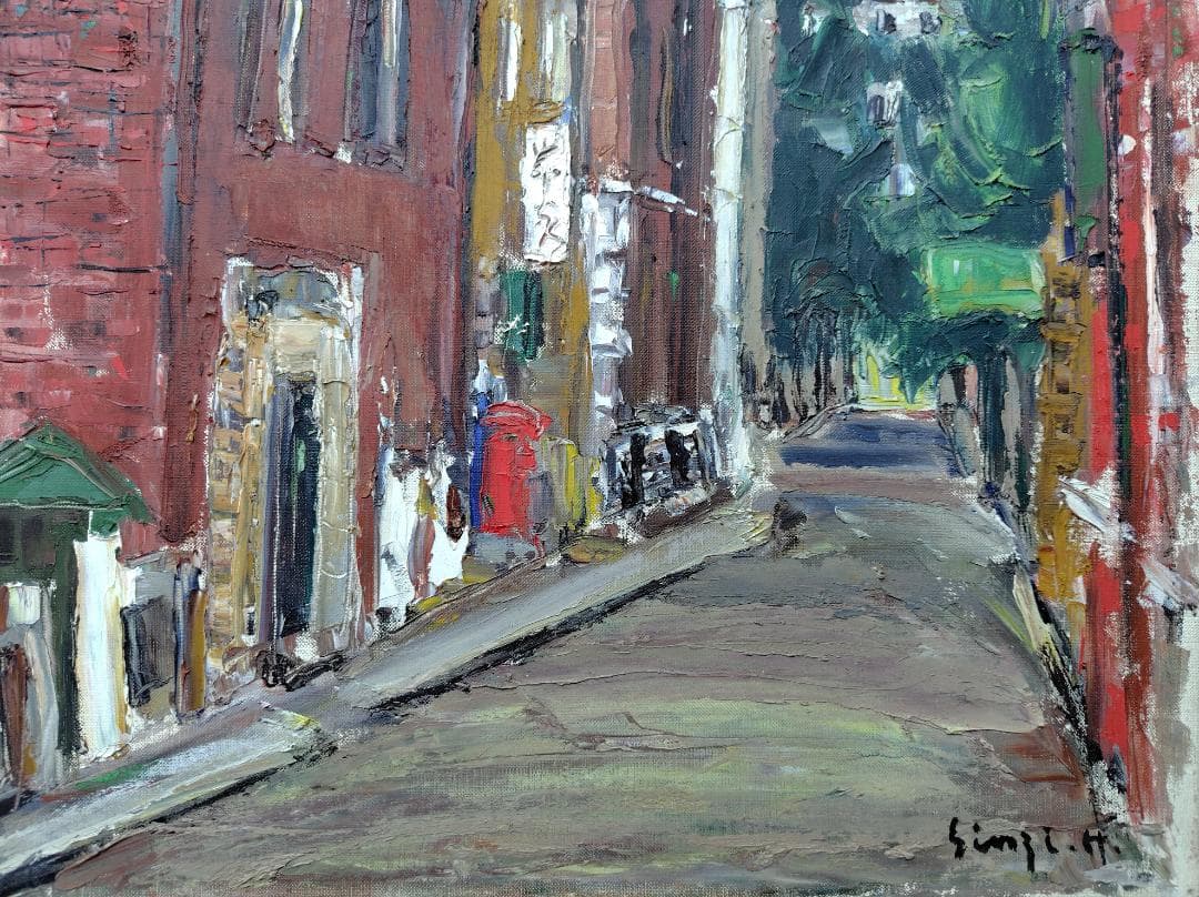 「丸の内路地」'61 F12 絵画 油彩画 油絵 風景画 アート