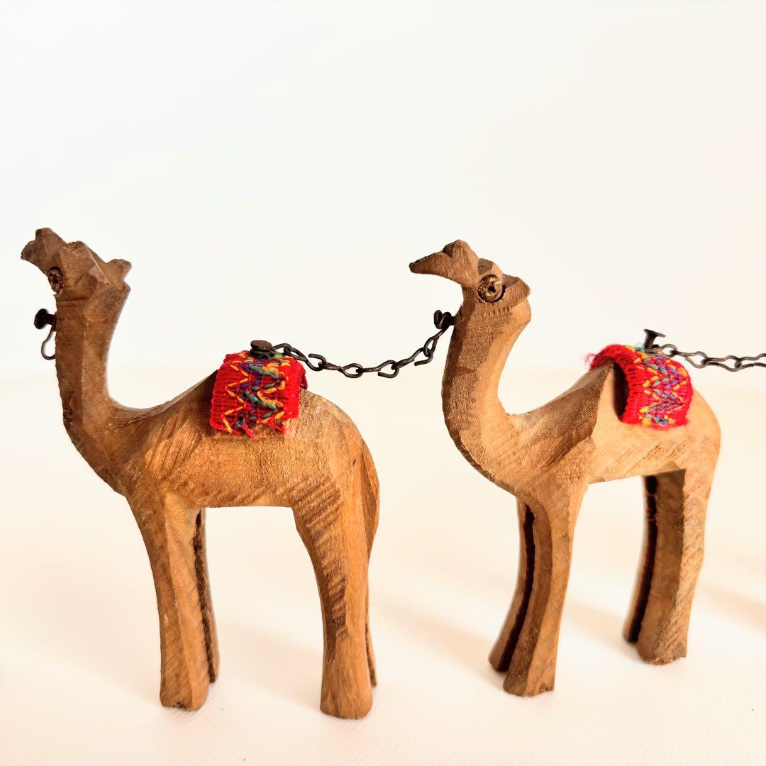 木製ラクダ（キャメル）彫刻セット